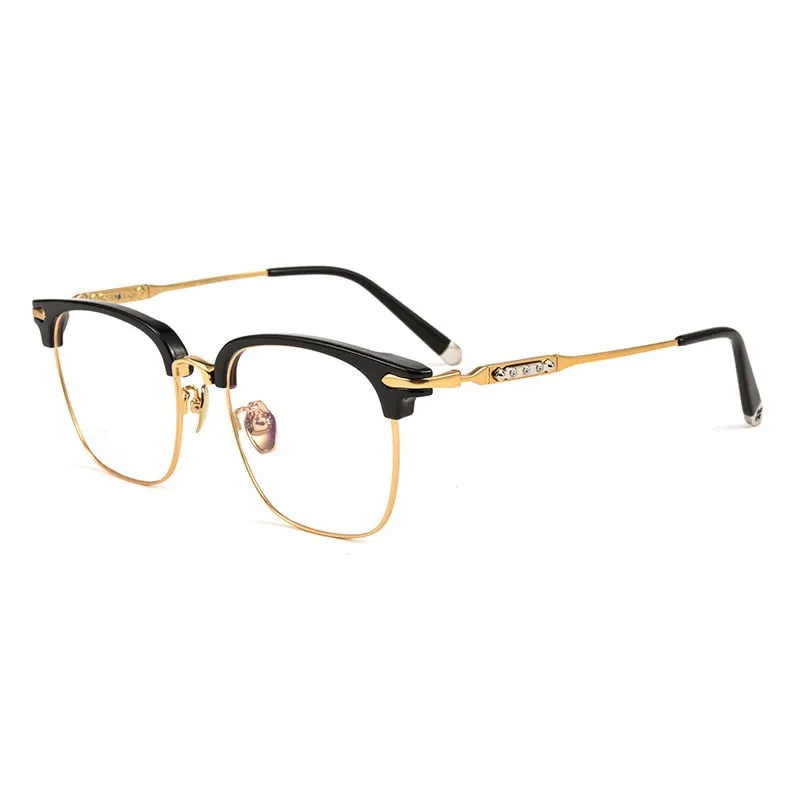 Yimaruili Men's Full Rim Square Titanium Eyeglasses J0062t