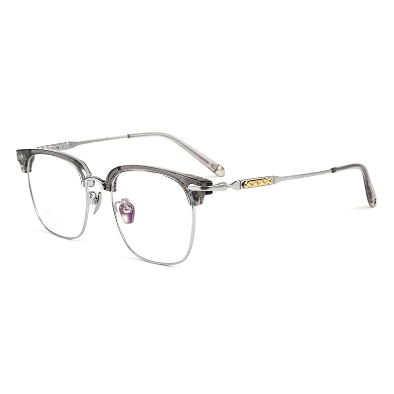 Yimaruili Men's Full Rim Square Titanium Eyeglasses J0062t